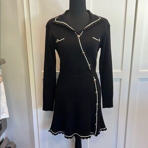Burryco BURRYCO Black Dress Black Long Sleeve Sweater Dress Size 4